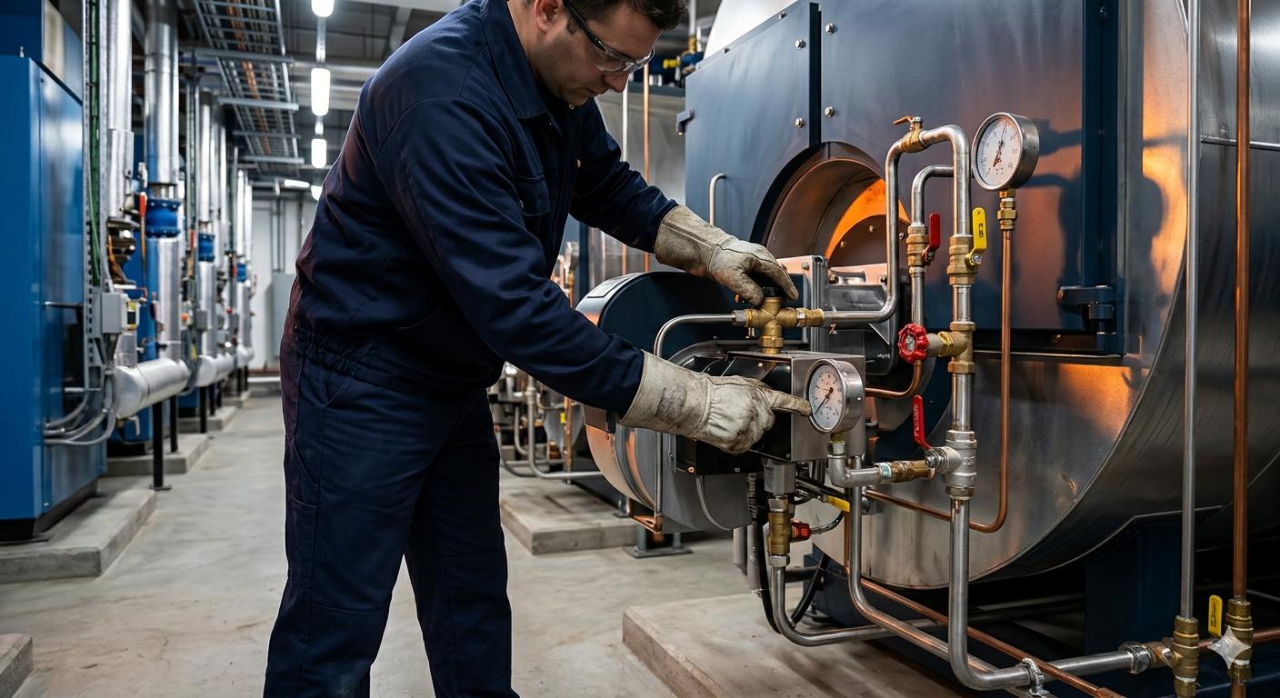 Técnico revisando equipo industrial